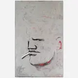 Robert Loughlin, Fassbinder Hairless, 2005, acrylic and collage on canvas