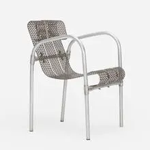 Adrien Claude, armchair, c. 1945, aluminum, perforated and enameled steel