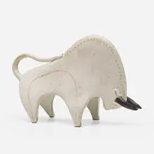 Bull by Bruno Gambone, c. 1970, glazed stoneware, sold Jan 2020