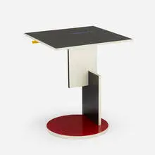 Schroeder occasional table by Gerrit Rietveld, 1924 / 1990, lacquered wood, sold Oct 2019