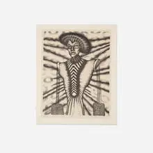 Tudor by Ed Paschke, 1976, lithograph on paper, sold Oct 2019