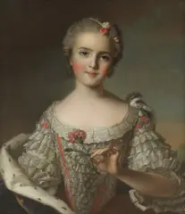 Jean-Marc Nattier, Untitled, holding a carnation oil on canvas 62.5 x 52.5cm 85 x 75cm overall Provenance: Farm House