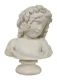 Jean-Antoine Houdon, Untitled, a carved marble of a young girl with flowers in her hair
