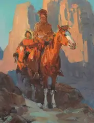 Mountain Pass by Frank Tenney Johnson, oil on canvas board, sold Apr 2005