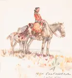 Nick Eggenhofer, A Woman with a Horse and Foal; A Group of Wild Horses (a pair)