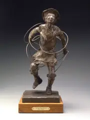 Tom Knapp, Navajo Hoop Dancer, patinated bronze on a wooden base
