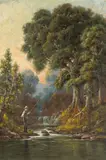 Deidrich Henry Gremke, A Boy Fishing in a Calm Stream, oil on canvas