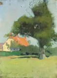 Charles Rollo Peters, A Sheltering Tree with an Orange-Roofed Cottage Beyond