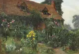 Adolph M. Brougier, A Country Garden, oil on canvas