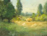 William Keith, A Haystack and Wagon in a Field