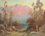 Alexis Matthew Podchernikoff, Cattle Watering with Pink Mountains in the Distance