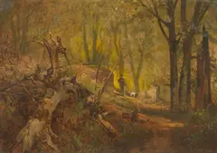 The Hunter by Thomas Hill, oil on paper laid down, sold Apr 2005
