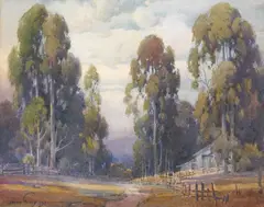 A Farmhouse Under Eucalyptus Trees by Percy Gray, 1930, watercolor on paper laid down, sold Apr 2005