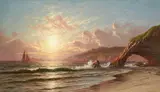 Raymond Dab Yelland, Sunset Along the Mendocino Coast, oil on canvas laid down on masonite