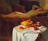 Géza Kende, Sleep (Nude and Still Life), 1931, oil on canvas