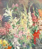 Julius Moessel, In the Artist's Garden, 1943, oil on canvas