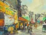 Harry Emerson Lewis, A Busy Street Scene, oil on canvas