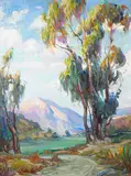 Christian von Schneidau, Sunset Glow on Eucalyptus trees, oil on canvas