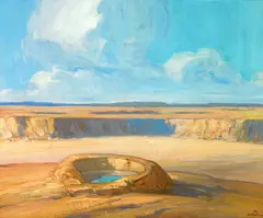 Xavier Martínez, The Waterhole, oil on board