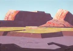 Desert Landscape by Conrad Buff, oil on masonite, sold Apr 2005
