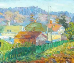 Theodore C. Polos, Marin Houses, oil on canvas