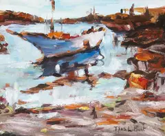 Thomas Hunt, A Harbor Scene, oil on board