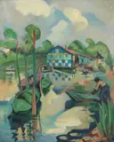 Geneve Rixford Sargeant, Fishermen's Club, oil on canvas