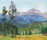 Ferdinand Kaufmann, Long's Peak from High Drive Near Estes Park, Colorado, oil on canvas