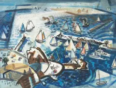 Philip Latimer Dike, Variation on Sails, 1948, pencil and watercolor on paper