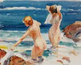 Maurice Logan, Two Women Bathing in the Sea