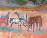Lundy Siegriest, Five Horses, oil on canvas