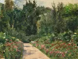 Max Liebermann, Der Nutzgarten in Wannsee nach Westen, 1922, Öl auf Leinwand. Doubliert
