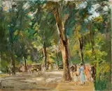 Max Liebermann, Die Große Seestraße in Wannsee mit Spaziergängern, Um 1926, Öl auf Leinwand