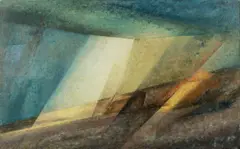 Lyonel Feininger, Düne im Lichtstrahl I“ („Dune, Ray of Light I“), 1933, Öl auf Leinwand. Doubliert