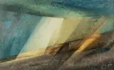 Lyonel Feininger, Düne im Lichtstrahl I“ („Dune, Ray of Light I“), 1933, Öl auf Leinwand. Doubliert