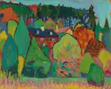 Gabriele Münter, Am Starnberger See, 1908, Öl auf Malpappe
