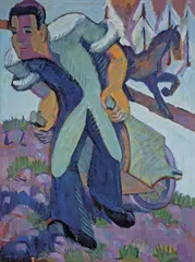 Ernst Ludwig Kirchner, Bauer, einen Schubkarren ziehend“. 1925-26/1932, Öl auf Leinwand