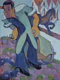 Bauer, einen Schubkarren ziehend“. 1925-26/1932 by Ernst Ludwig Kirchner, Öl auf Leinwand, sold Nov 2007