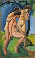 August Macke, Drei Akte, 1913, Öl auf Pappe