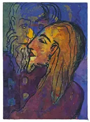 Emil Nolde, Zwei bärtige Männer (Apostel), Um 1931, Aquarell und Tuschpinsel auf Japan