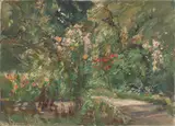 Max Liebermann, Blumenstauden im Nutzgarten nach Nordwesten“. 1929 (?), Öl auf Leinwand