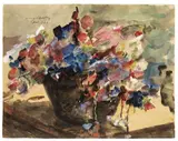 Lovis Corinth, Gartenwicken, 1923, Aquarell und Gouache auf festem, leicht genarbtem Papier