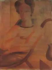 Oskar Schlemmer, Sitzende auf geschwungenem Stuhl, 1931, Öl auf Leinwand