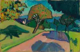 Kohlgruberstraße“ (Murnau) by Gabriele Münter, 1908, Öl auf Pappe, sold May 2018