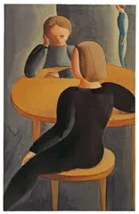 Oskar Schlemmer, Jünglinge am Tisch, 1928, Aquarell über Bleistift auf Papier