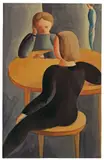 Oskar Schlemmer, Jünglinge am Tisch, 1928, Aquarell über Bleistift auf Papier