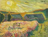 Max Pechstein, Fischerhäuser in Nidden, 1909, Öl auf Leinwand