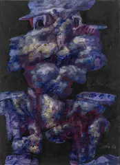 Zbyšek Sion, A Policeman, 1990, Oil on paper on plywood