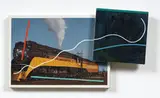 S.P. #4455 and Dark Scribble with White Line by Richard Pettibone, 1978, Oil on two attached canvases, sold Jan 2021