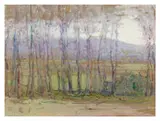 Jane Peterson, Misty Morning, Giverny, France, Watercolor on tan wove paper